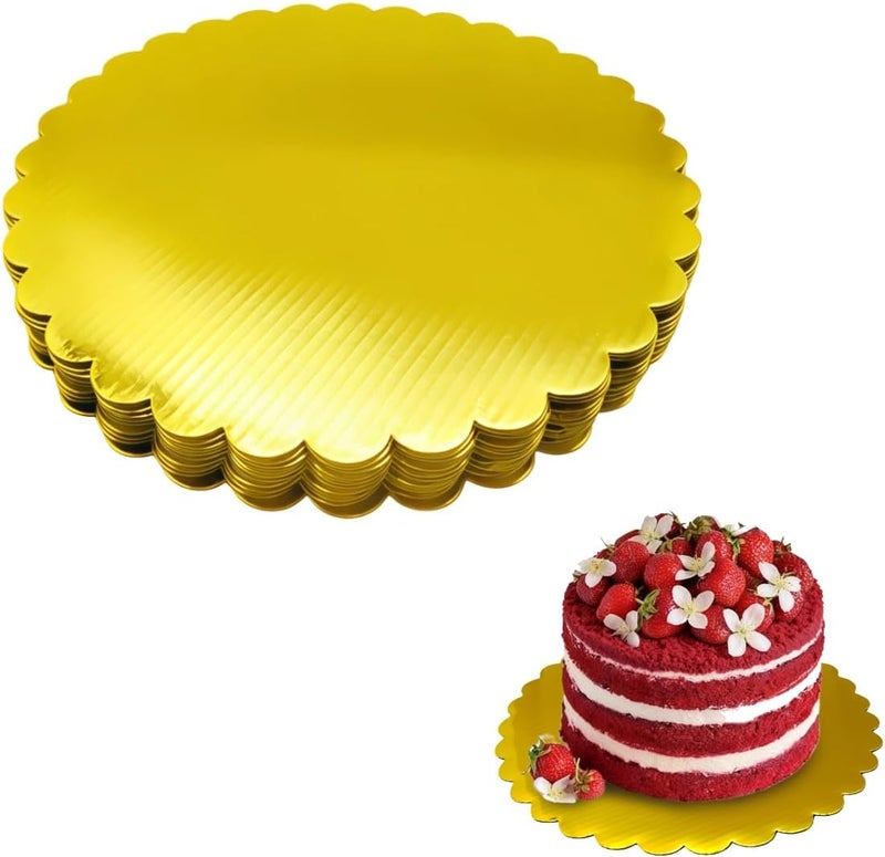 Aumodizzy 10 Pcs 8 inch Gold Cake Boards Round, Food-Graded Cardboard, Waterproof and Oil-Proof, Sturdy Corrugated, Ideal for Baking, Cake DIY, Dessert and Craftin - Image 1